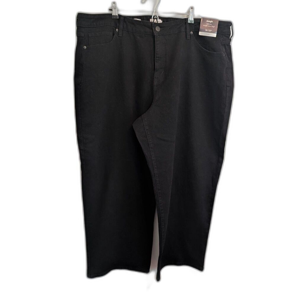 Ava & Viv Black High-Rise Straight Leg Jeans Plus Size 24/31 NWT